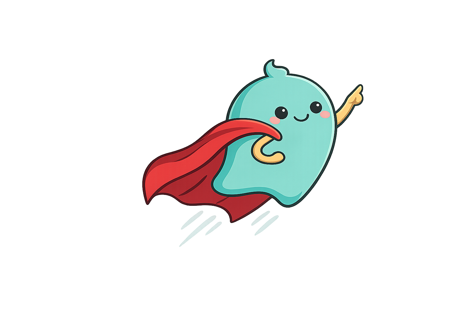 SAM Labs superhero mascot soaring forward