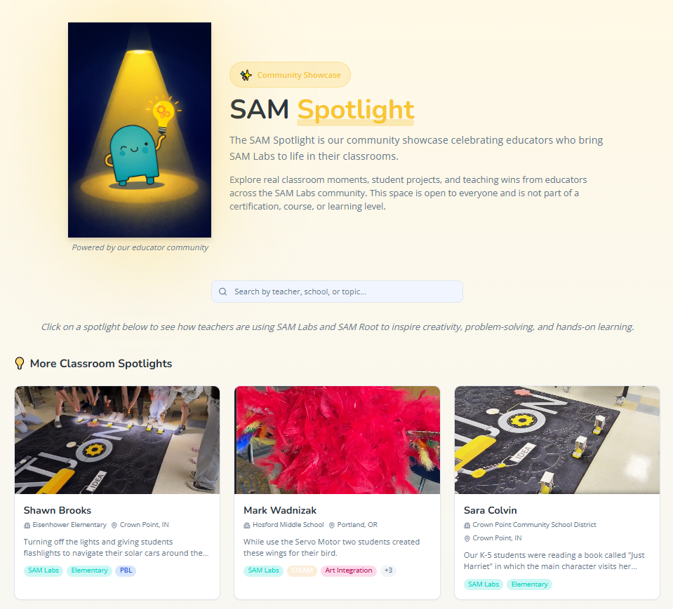SAM Spotlight community showcase